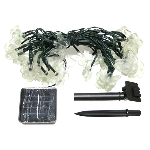 40 Light Green Wire Butterfly Solar Powered LED String